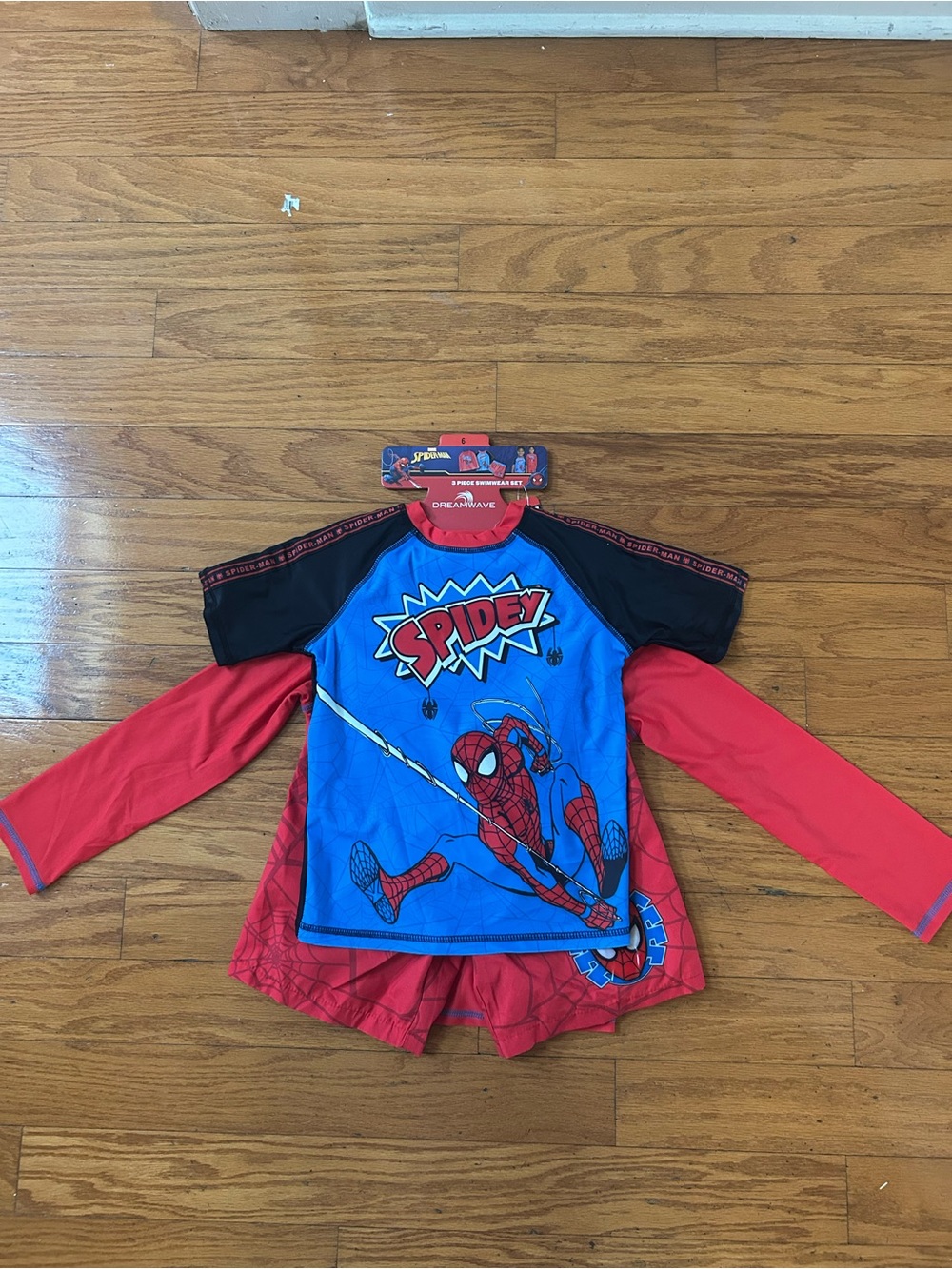 NWT Marvel Spiderman UPF 50+ boys 3pcs swimwear set size 6